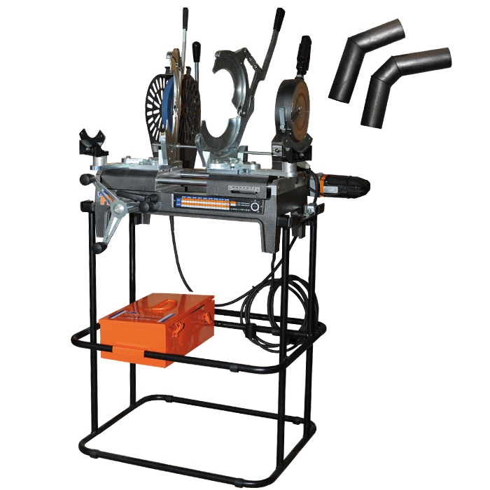 Ritmo MINI160 JOYT ELBOWS TF (230V) lefolyócső tompahegesztő gép teljes befogósorozattal 40-160